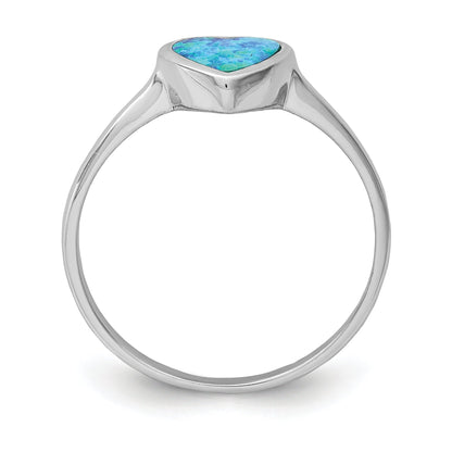 Sterlingsilber Rhodiniert Poliert Herz Synthetisch Opal Ring