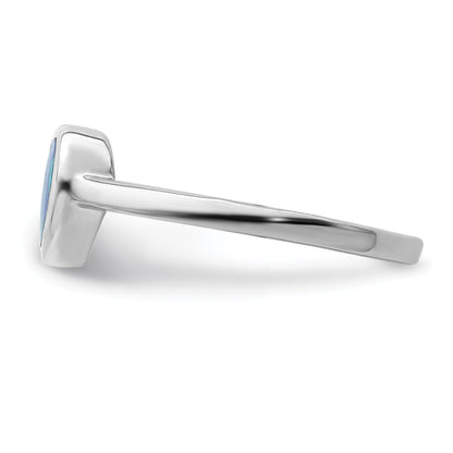 Sterlingsilber Rhodiniert Poliert Herz Synthetisch Opal Ring