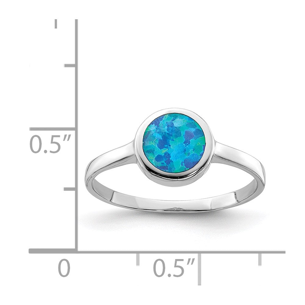 Sterlingsilber Rhodiniert Poliert Rund Synthetisch Opal Ring