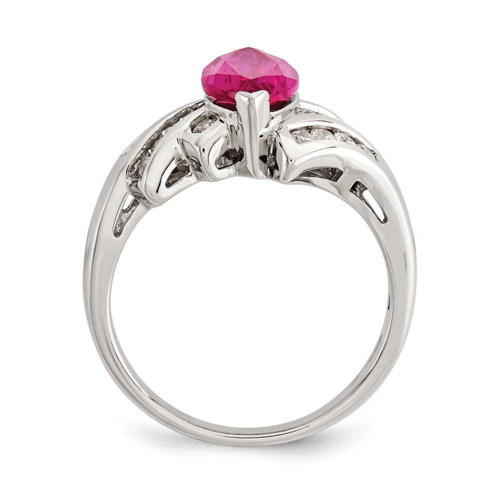 Sterlingsilber Synthetisch Rubin & Zirkonia Marquise Ring