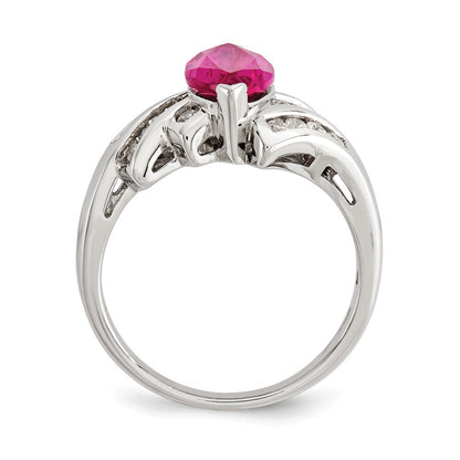 Sterlingsilber Synthetisch Rubin & Zirkonia Marquise Ring