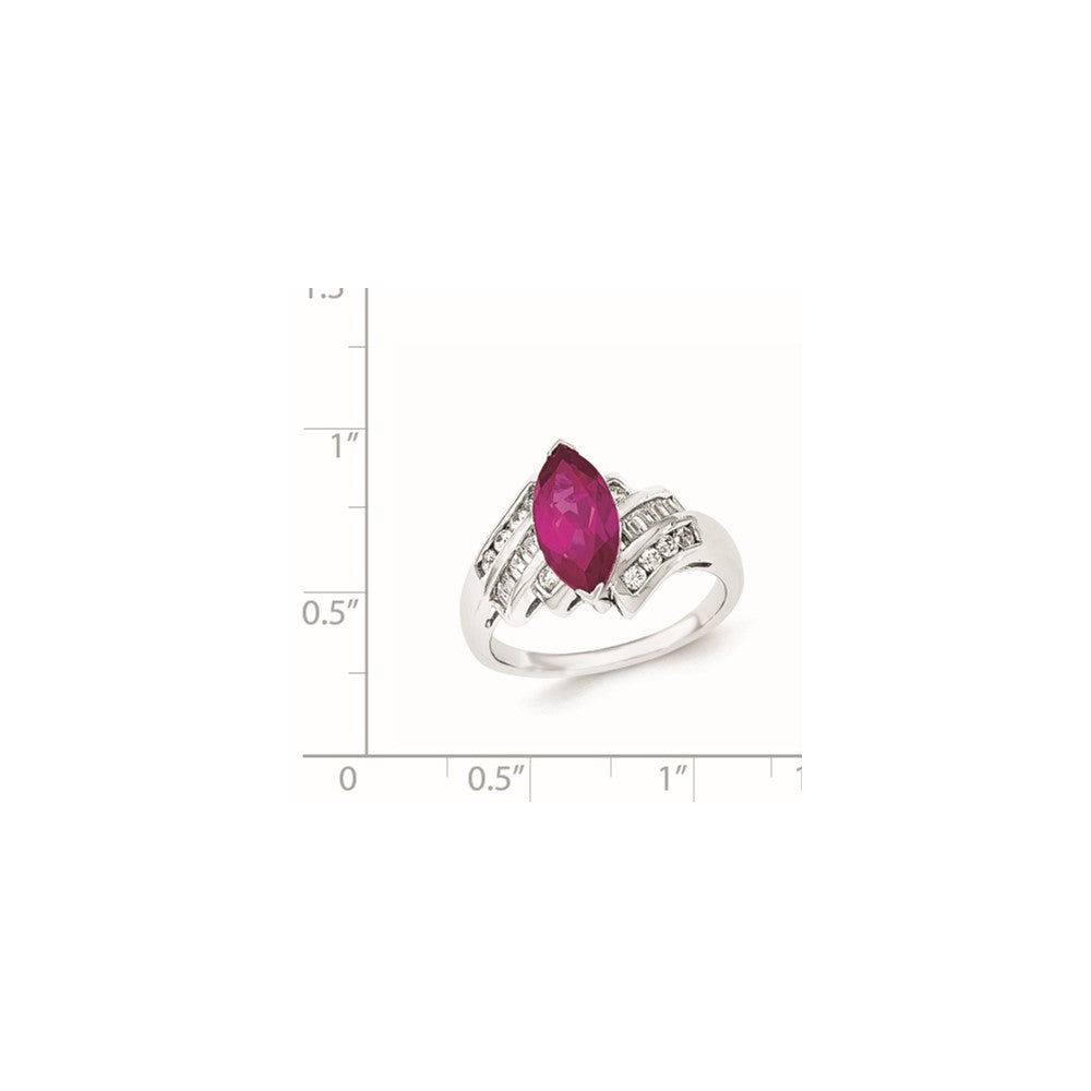 Sterlingsilber Synthetisch Rubin & Zirkonia Marquise Ring