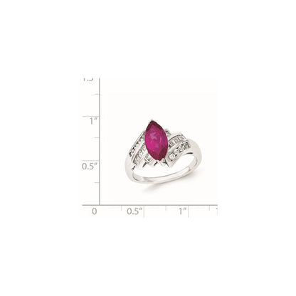 Sterlingsilber Synthetisch Rubin & Zirkonia Marquise Ring