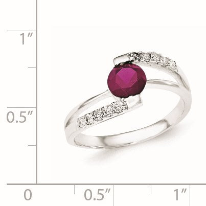 Sterlingsilber Rot Zirkonia Akzente Ring