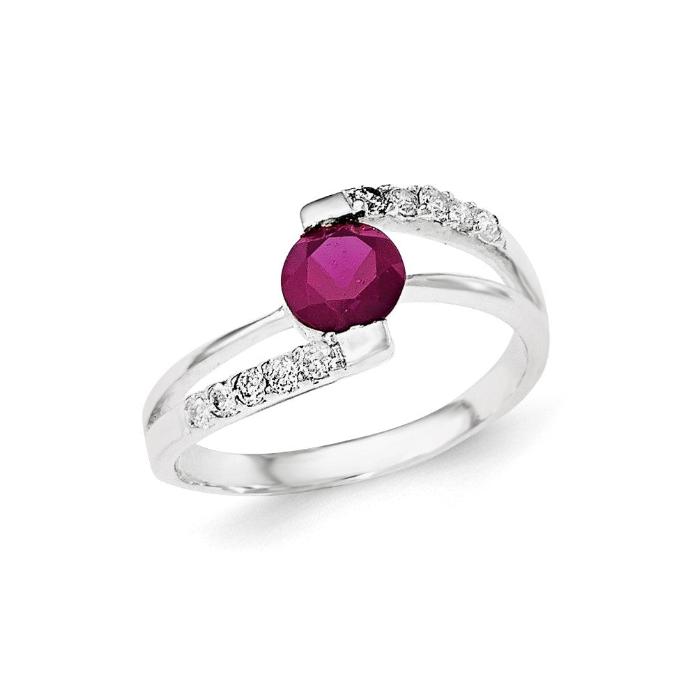 Sterlingsilber Rot Zirkonia Akzente Ring