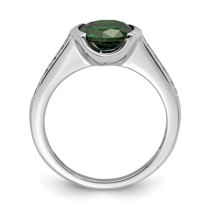 Sterlingsilber Rhodiniert Grün & Weiß Zargenfassung Zirkonia Ring