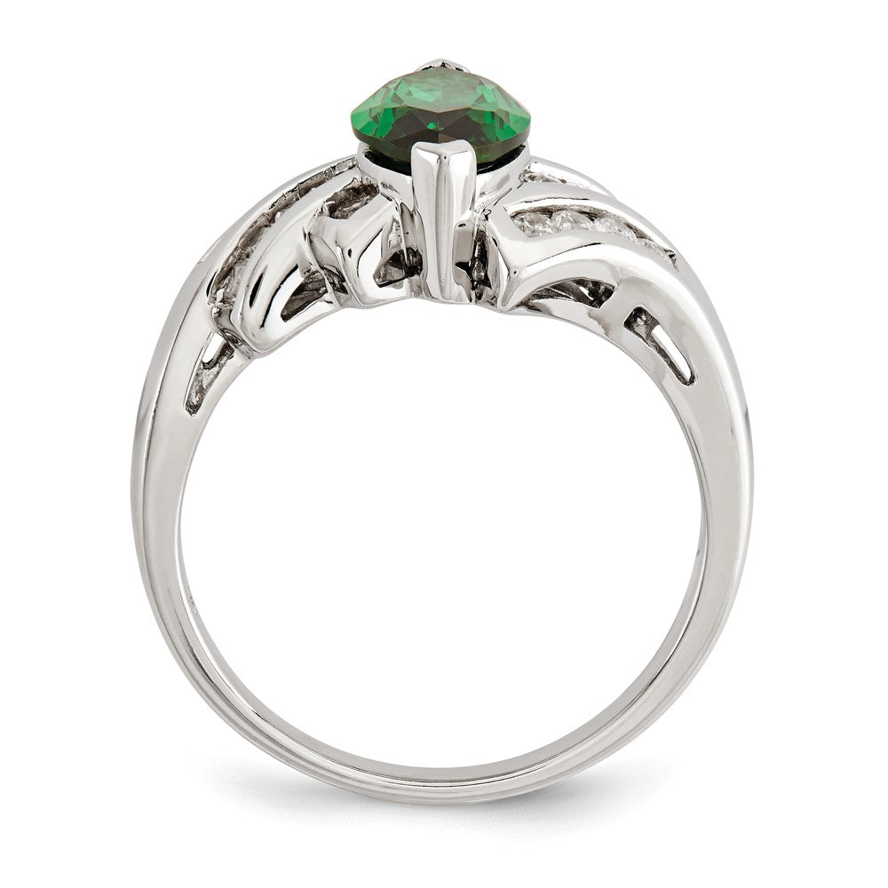 Sterlingsilber Grün & Weiß Marquise Zirkonia Ring (size 6 Nur)