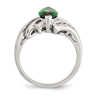 Sterlingsilber Grün & Weiß Marquise Zirkonia Ring (size 6 Nur)
