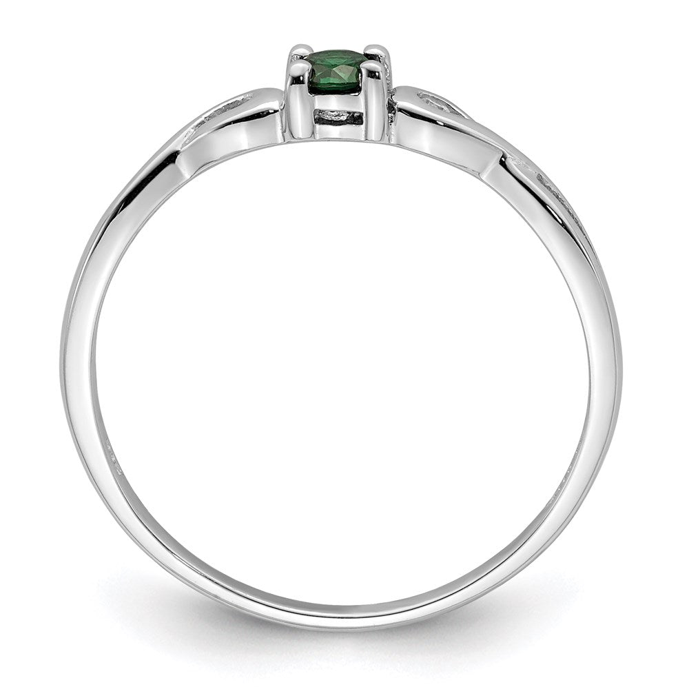 Sterlingsilber Rhodiniert Grün & Weiß Zirkonia Ring