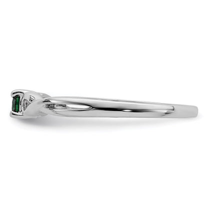 Sterlingsilber Rhodiniert Grün & Weiß Zirkonia Ring