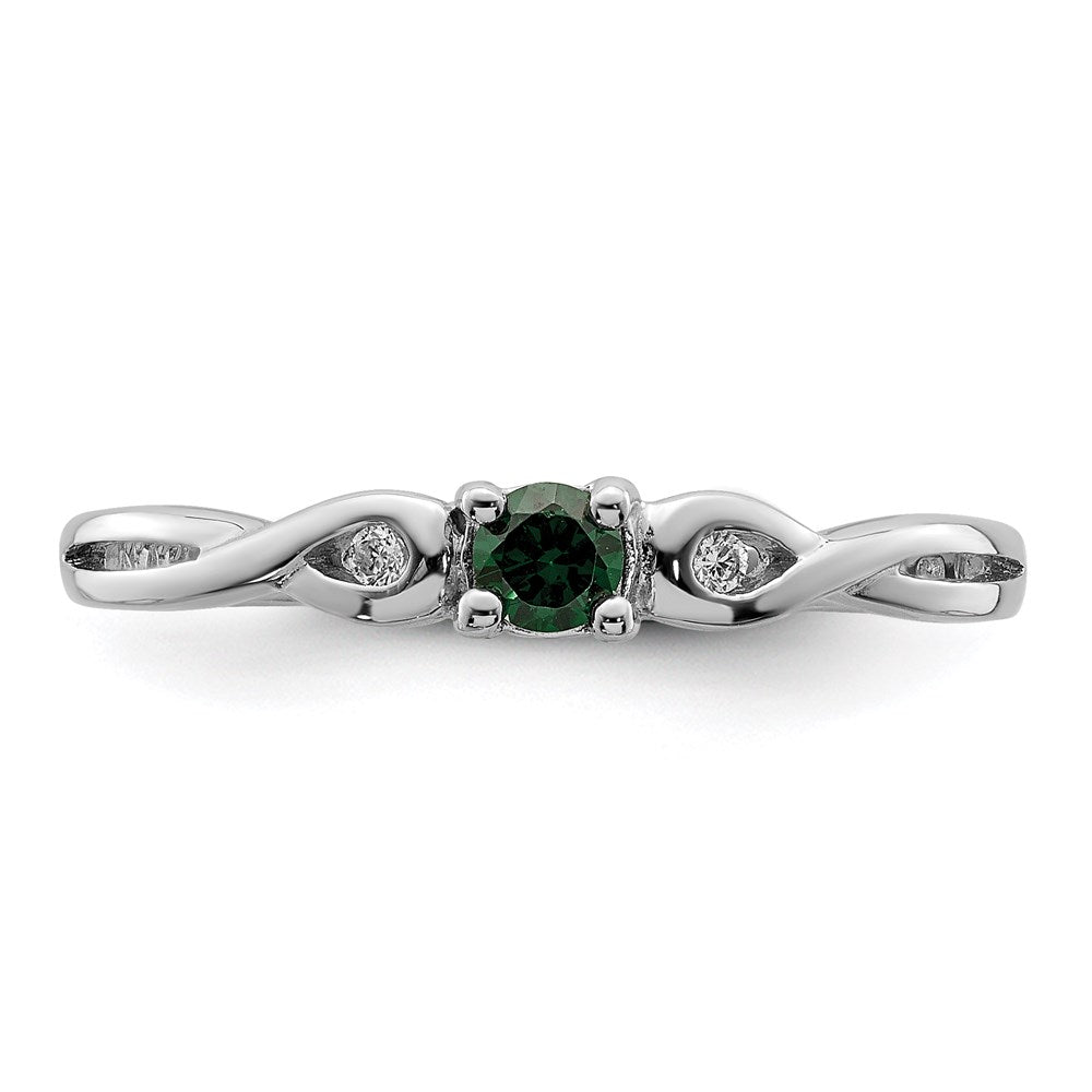 Sterlingsilber Rhodiniert Grün & Weiß Zirkonia Ring