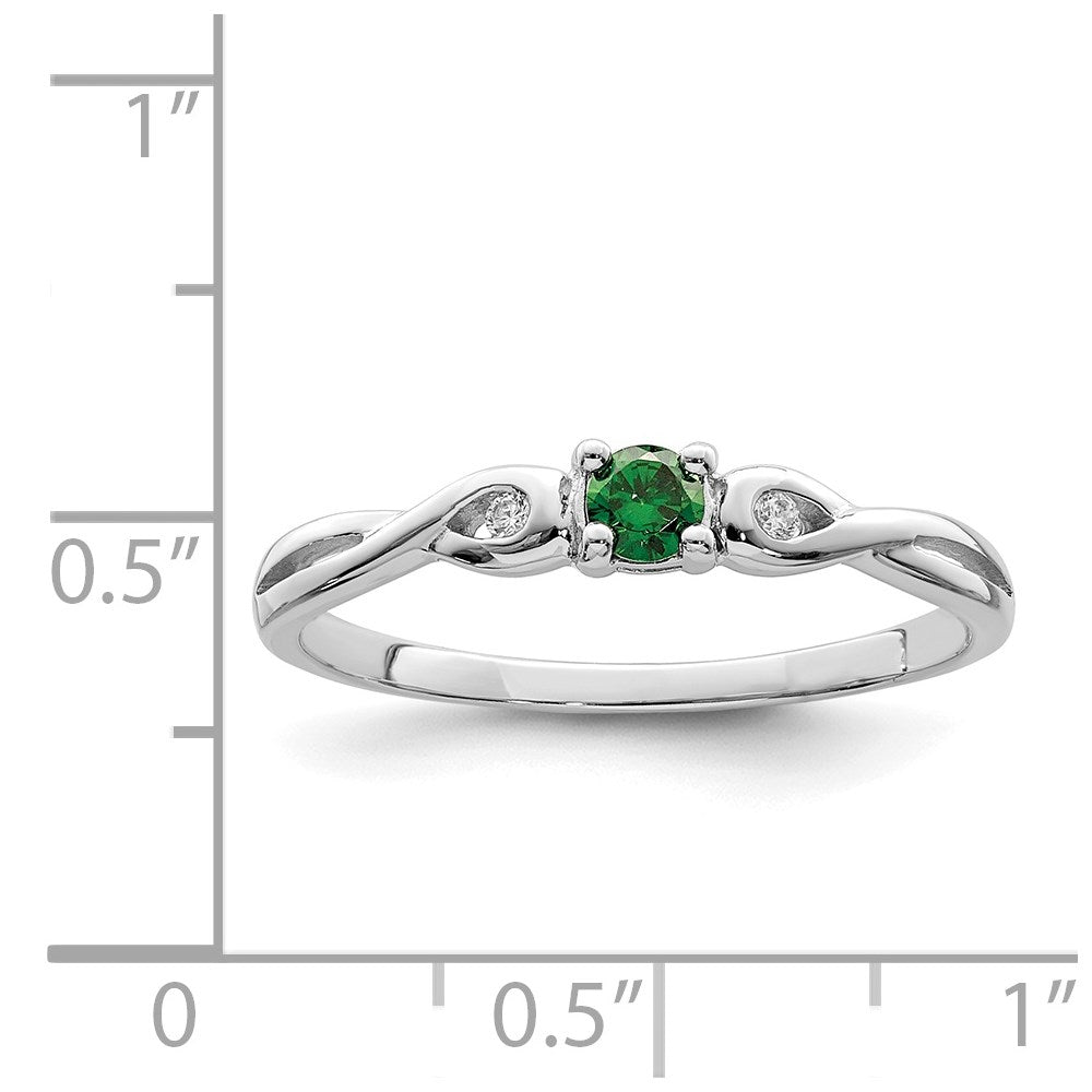 Sterlingsilber Rhodiniert Grün & Weiß Zirkonia Ring