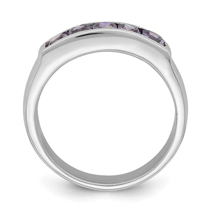 Sterlingsilber Poliert Lila Zirkonia Ring