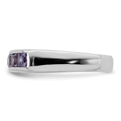 Sterlingsilber Poliert Lila Zirkonia Ring