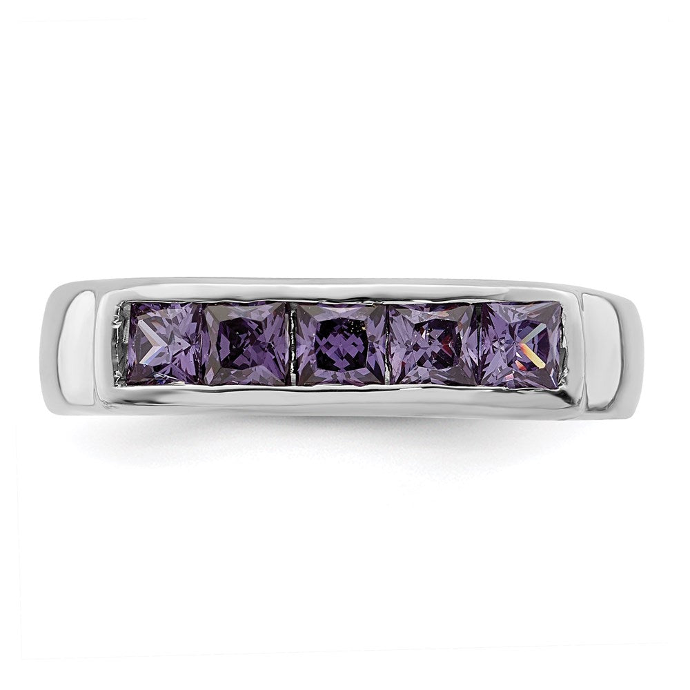 Sterlingsilber Poliert Lila Zirkonia Ring