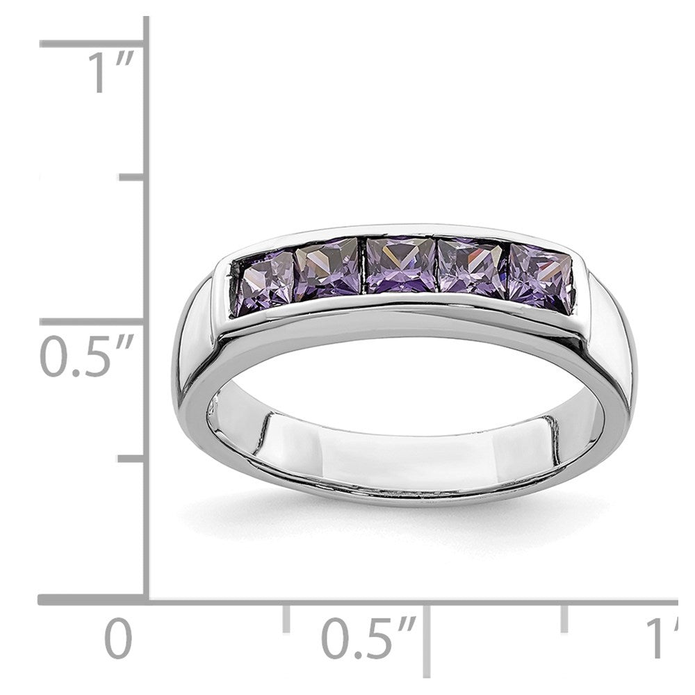 Sterlingsilber Poliert Lila Zirkonia Ring