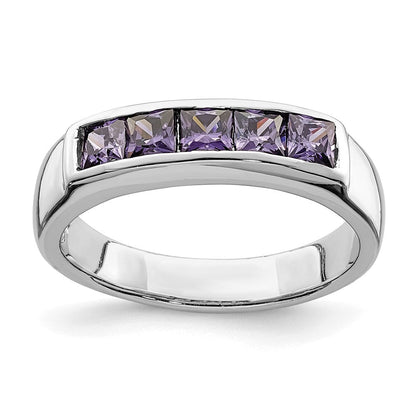 Sterlingsilber Poliert Lila Zirkonia Ring