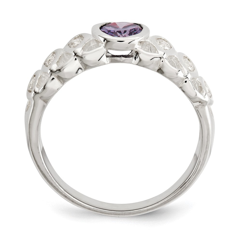 Sterlingsilber Lila Zirkonia Oval Ring