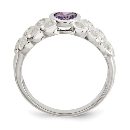 Sterlingsilber Lila Zirkonia Oval Ring