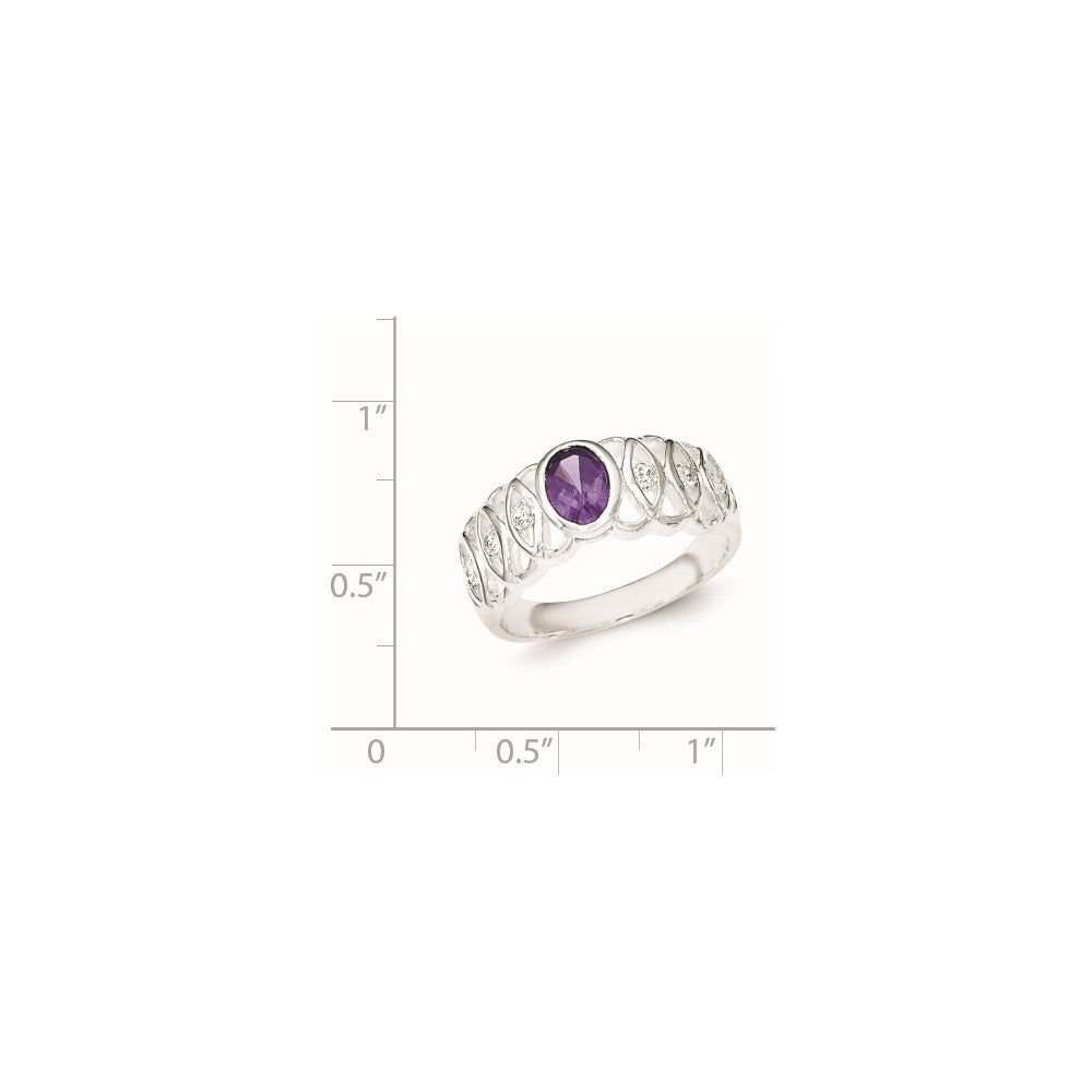 Sterlingsilber Lila Zirkonia Oval Ring