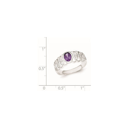 Sterlingsilber Lila Zirkonia Oval Ring
