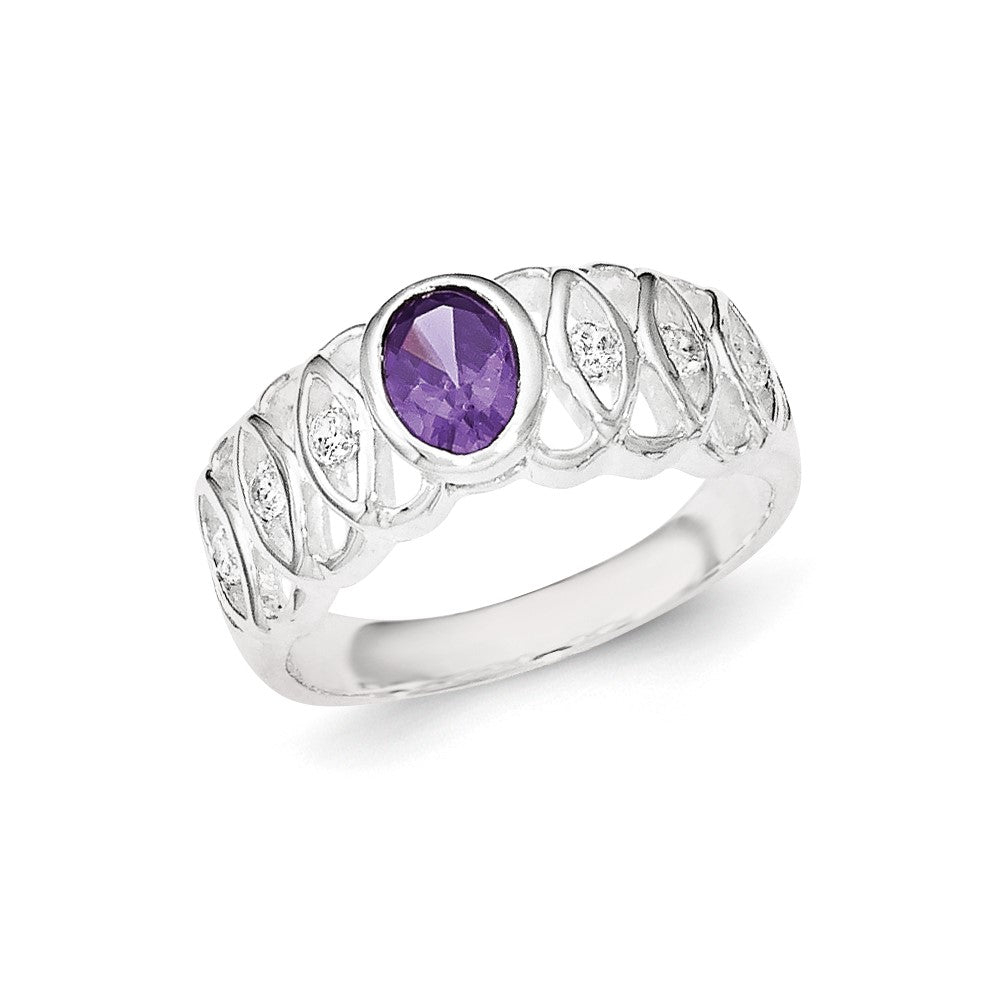 Sterlingsilber Lila Zirkonia Oval Ring
