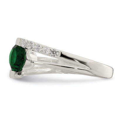 Sterlingsilber Grün Zirkonia Akzente Ring