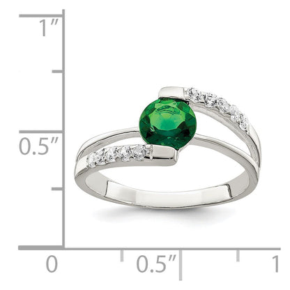 Sterlingsilber Grün Zirkonia Akzente Ring