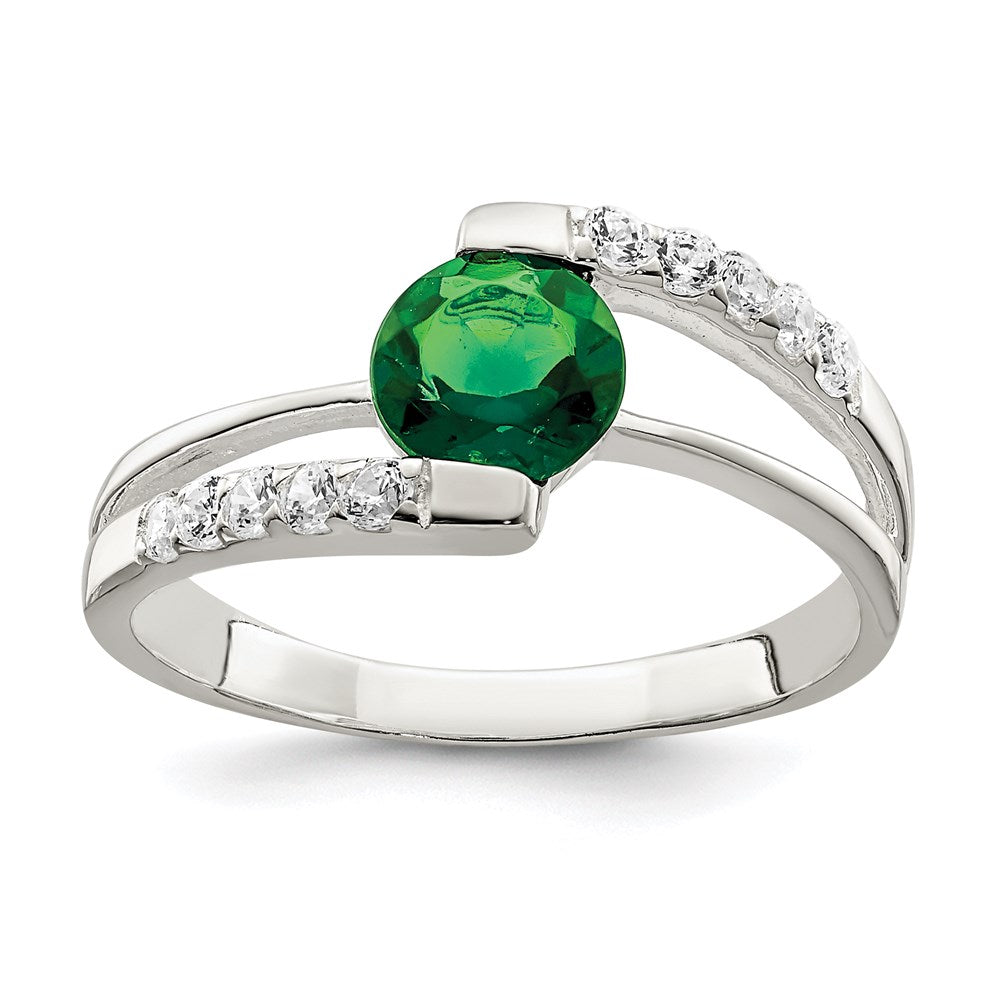 Sterlingsilber Grün Zirkonia Akzente Ring