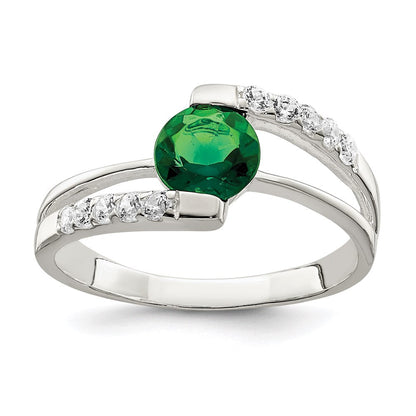 Sterlingsilber Grün Zirkonia Akzente Ring