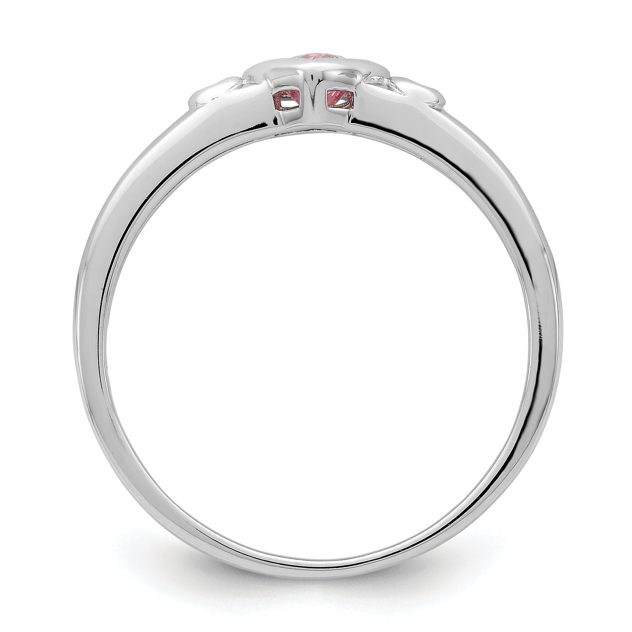 Sterlingsilber Rhodiniert Weiß & Rosa Zirkonia Herz Ring