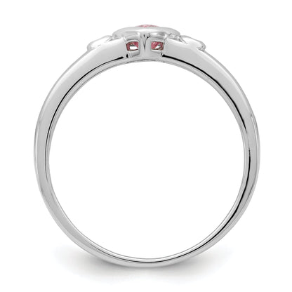 Sterlingsilber Rhodiniert Weiß & Rosa Zirkonia Herz Ring