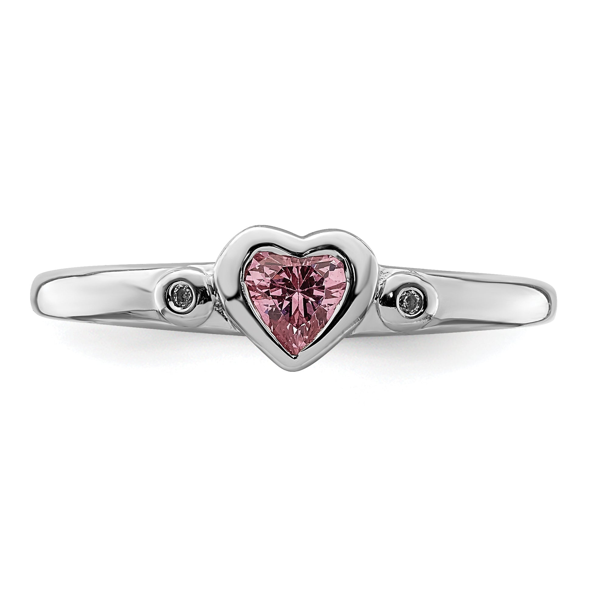 Sterlingsilber Rhodiniert Weiß & Rosa Zirkonia Herz Ring