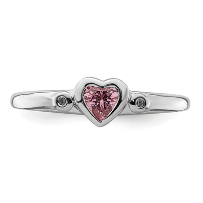 Sterlingsilber Rhodiniert Weiß & Rosa Zirkonia Herz Ring