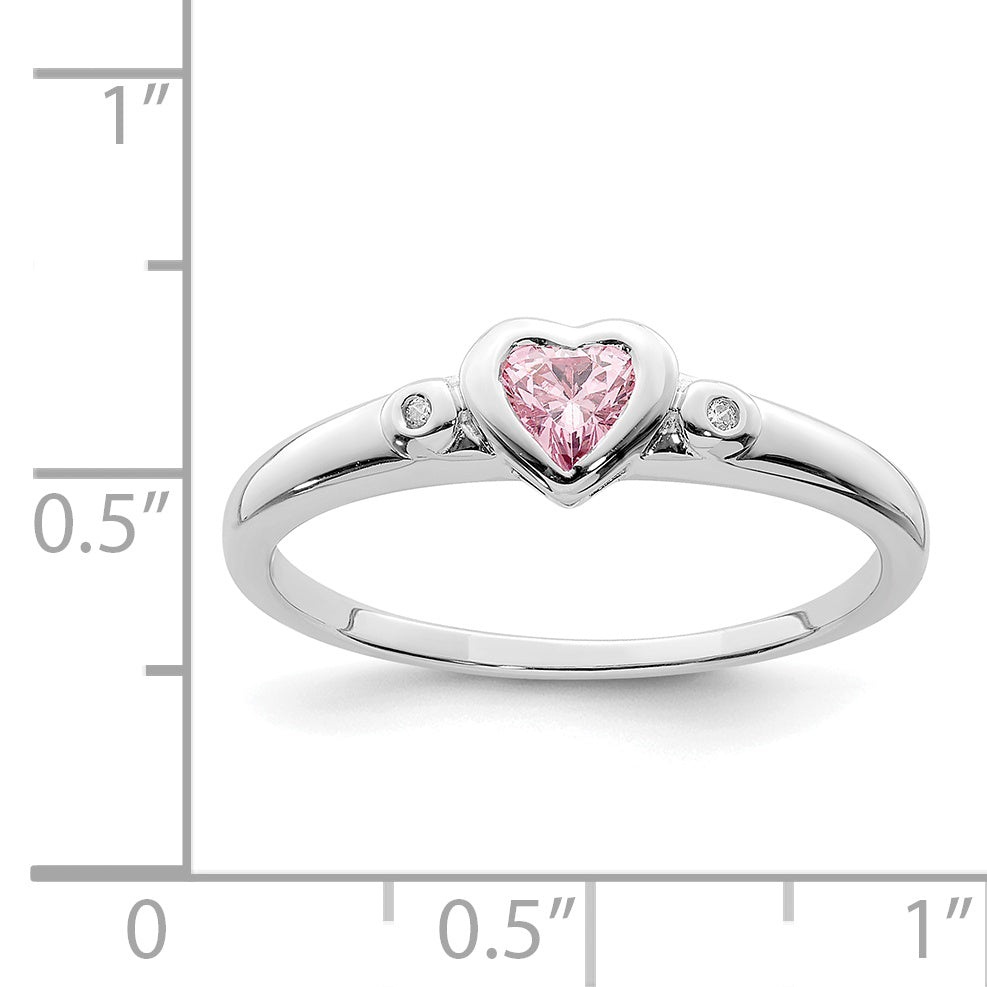 Sterlingsilber Rhodiniert Weiß & Rosa Zirkonia Herz Ring