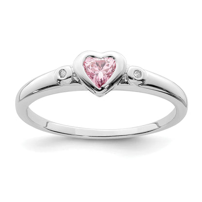 Sterlingsilber Rhodiniert Weiß & Rosa Zirkonia Herz Ring