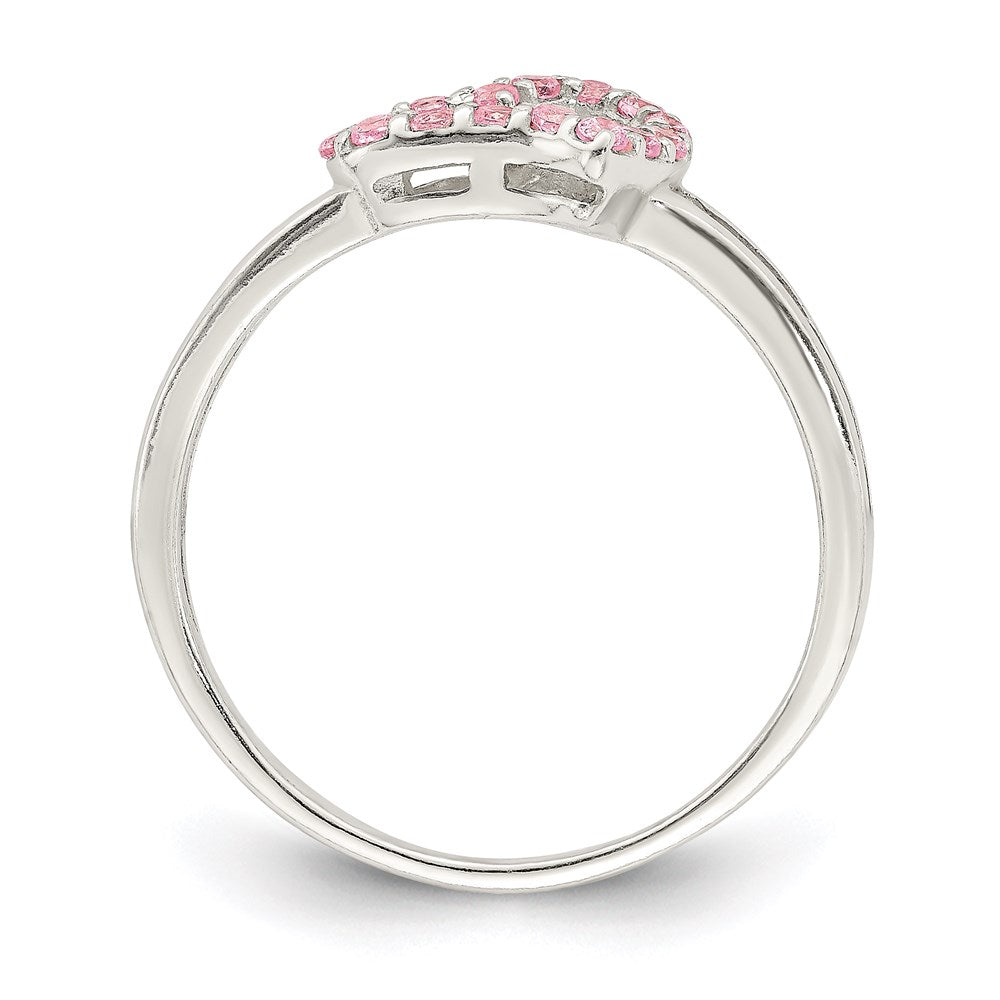 Sterlingsilber Poliert Rosa Zirkonia Herz Ring