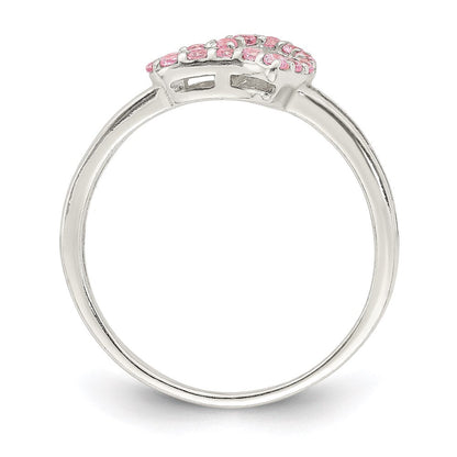 Sterlingsilber Poliert Rosa Zirkonia Herz Ring
