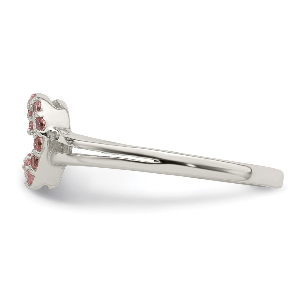Sterlingsilber Poliert Rosa Zirkonia Herz Ring