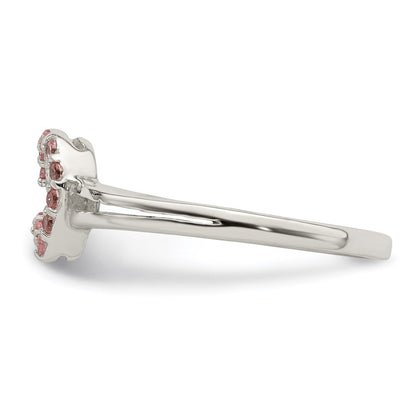 Sterlingsilber Poliert Rosa Zirkonia Herz Ring