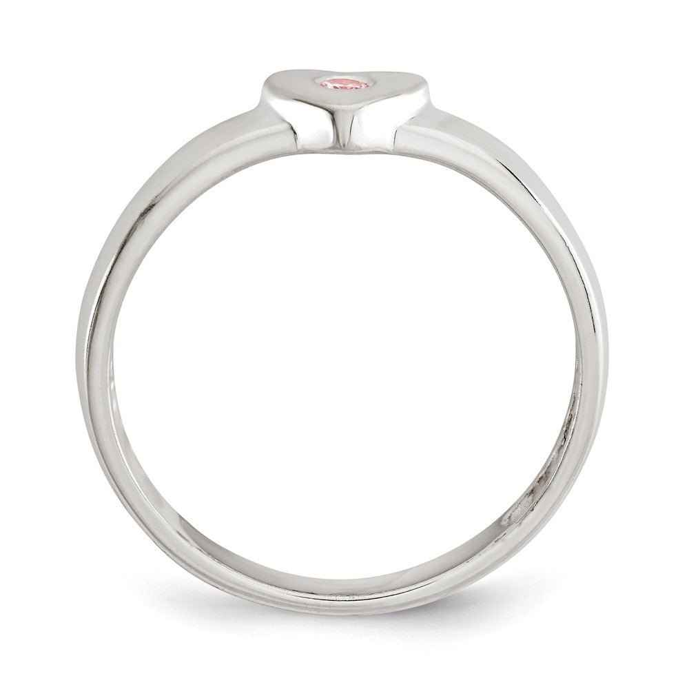 Sterlingsilber Poliert Zirkonia Herz Ring (size 8 Nur)
