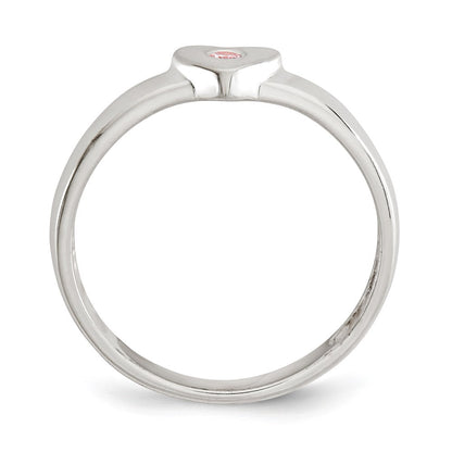Sterlingsilber Poliert Zirkonia Herz Ring (size 8 Nur)