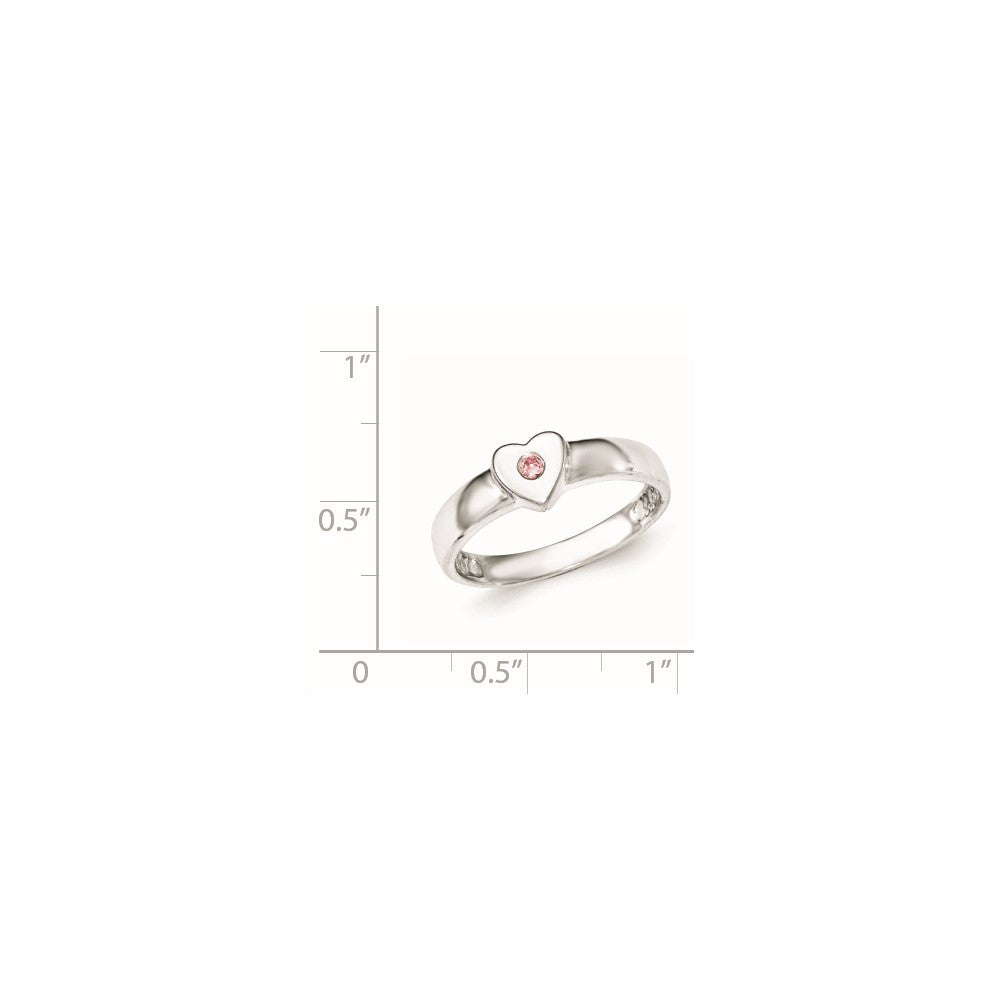Sterlingsilber Poliert Zirkonia Herz Ring (size 8 Nur)