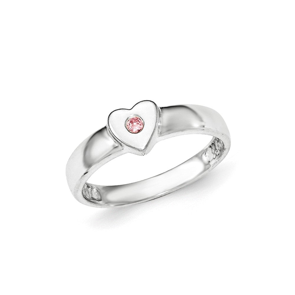 Sterlingsilber Poliert Zirkonia Herz Ring (size 8 Nur)