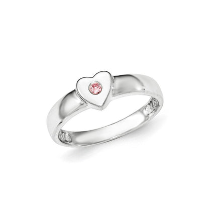Sterlingsilber Poliert Zirkonia Herz Ring (size 8 Nur)