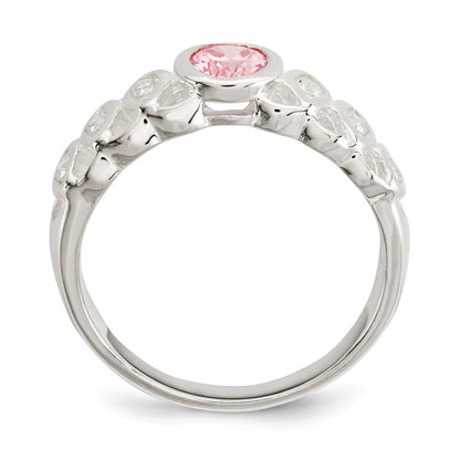Sterlingsilber Rosa Zirkonia Oval Ring