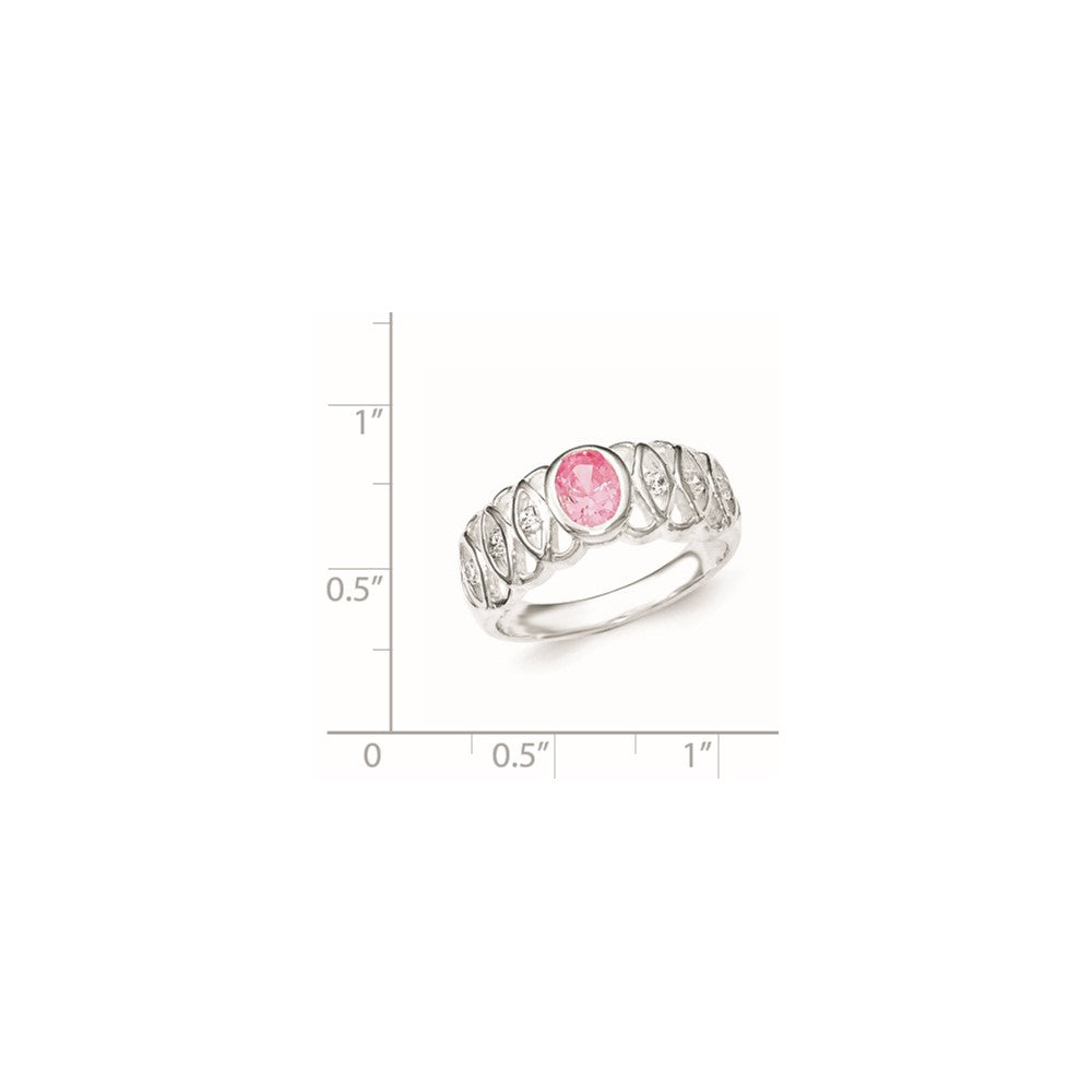 Sterlingsilber Rosa Zirkonia Oval Ring