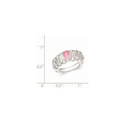 Sterlingsilber Rosa Zirkonia Oval Ring