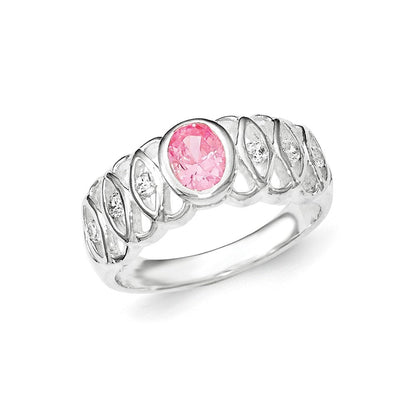 Sterlingsilber Rosa Zirkonia Oval Ring