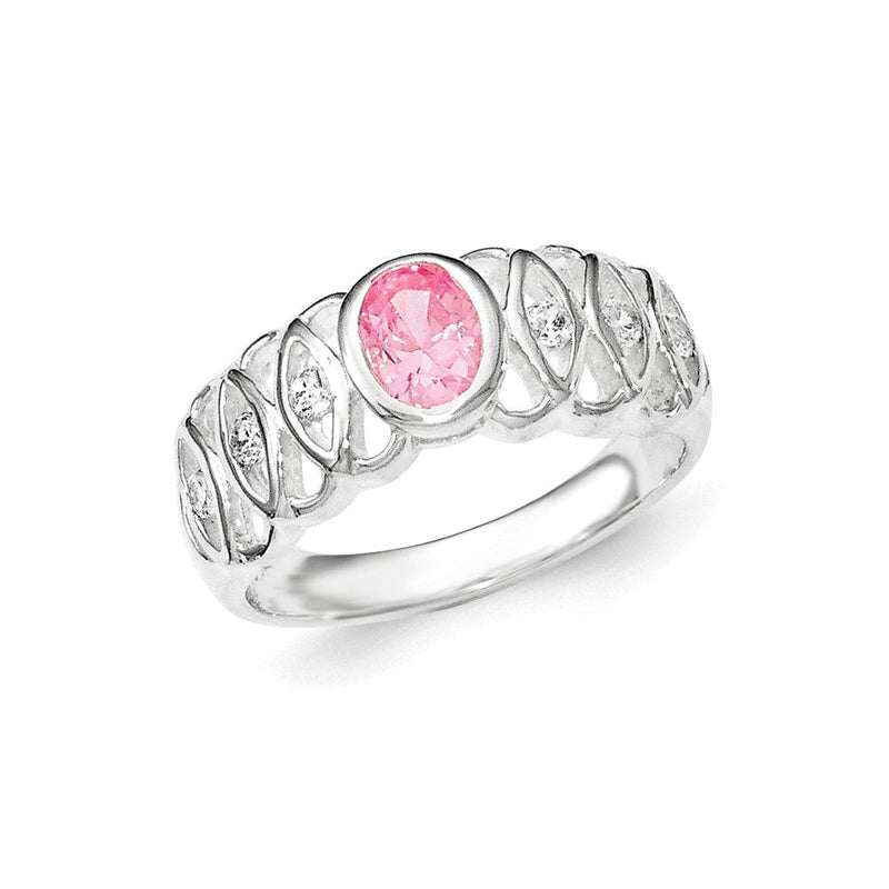 Sterlingsilber Rosa Zirkonia Oval Ring